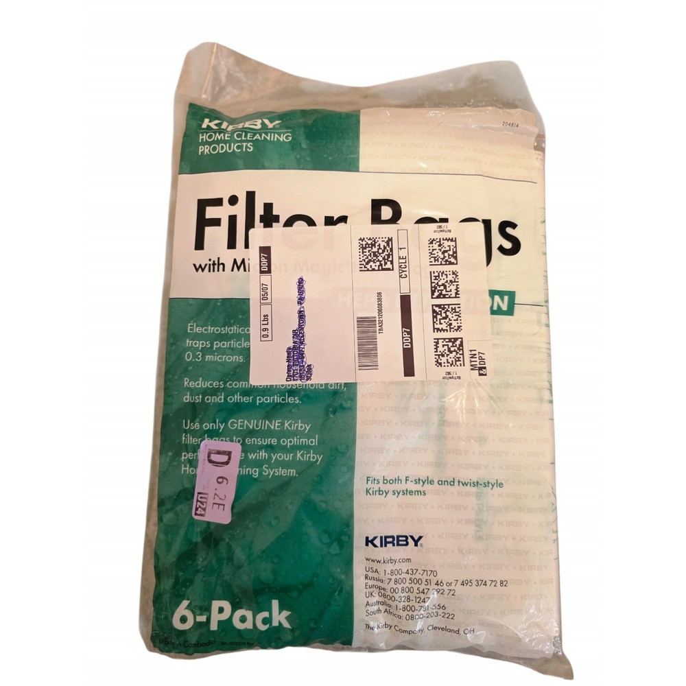 Kirby Micron Magic HEPA Filter Plus Vacuum Bags 5 Pack F-Style Twist 204814